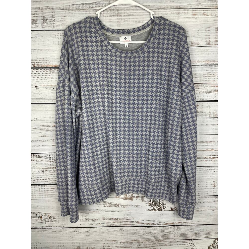 Anthropologie Sundry Houndstooth Sweater 3 L French Casual Stretch Soft Weekend